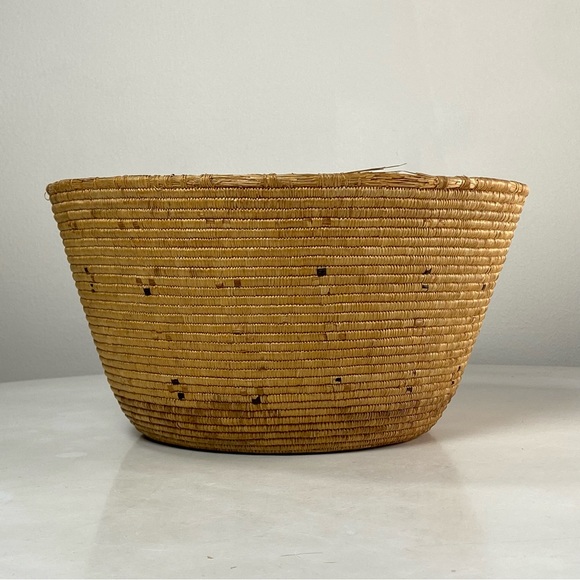Native American Indian Eskimo Basket with Geometric Pattern Design Element Large